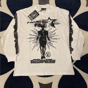 Hellstar Victory Within White Longsleeve Shirt Men’s Size Large